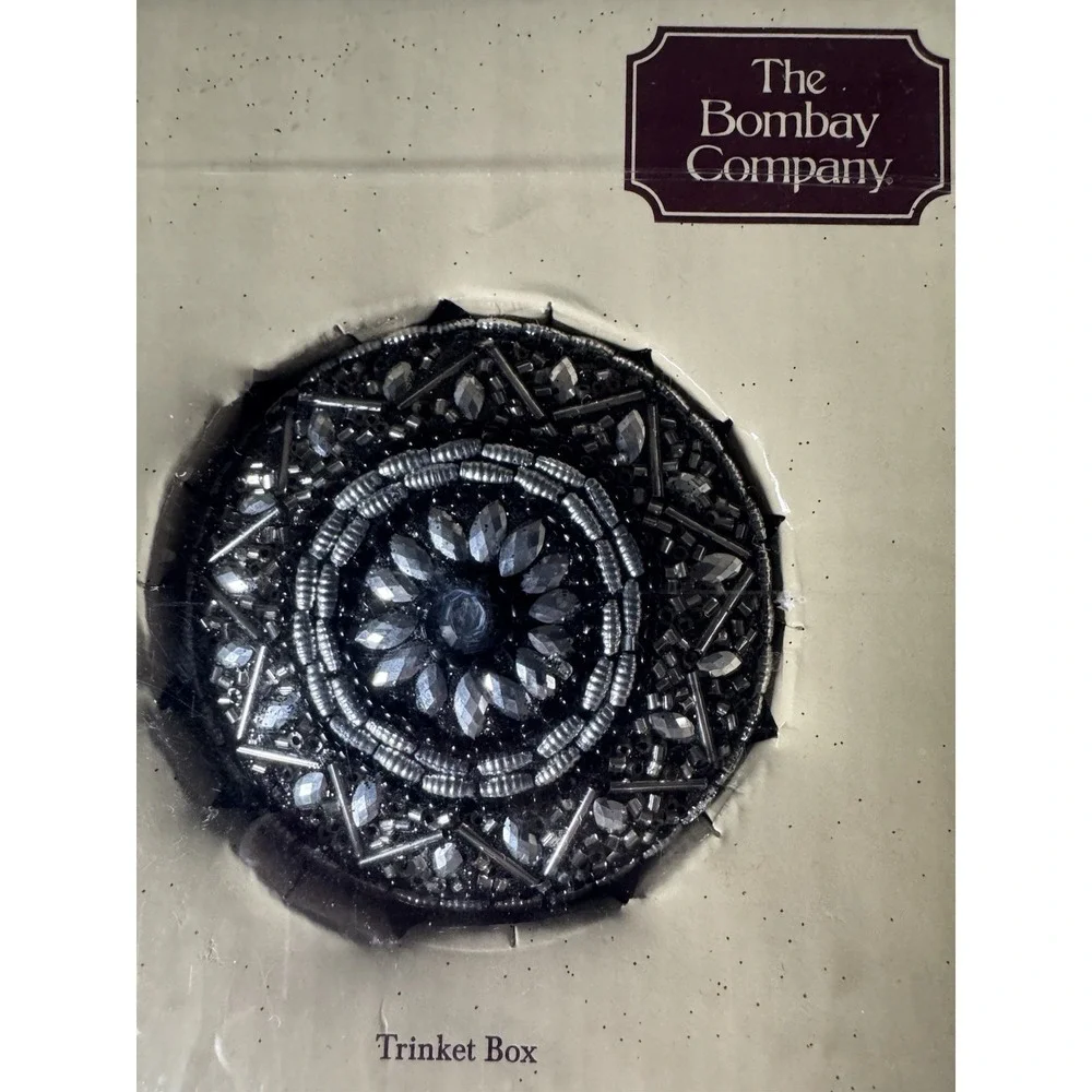 The Bombay Company Beaded Mini Photo Frame & Trinket Box Set Vintage NIB Gift